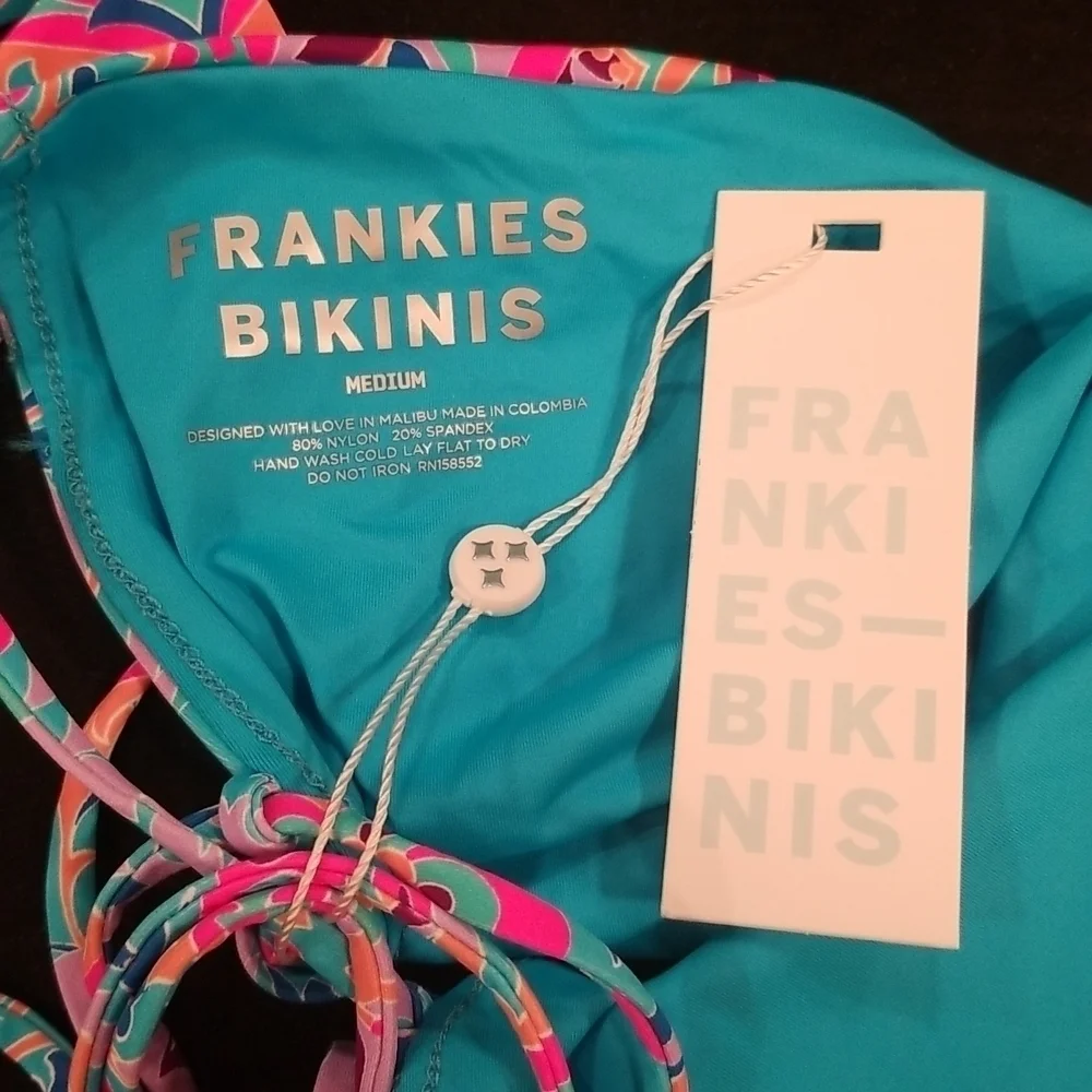 💕FRANKIE'S BIKINI💕 Halo Strapless Top + Willow Bottom ~ Scarf Print Medium